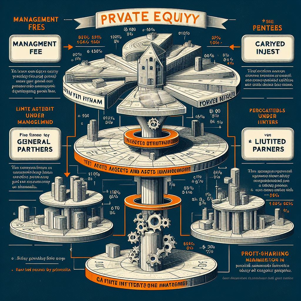 Visual representation of private equity fees, including management fees and carried interest